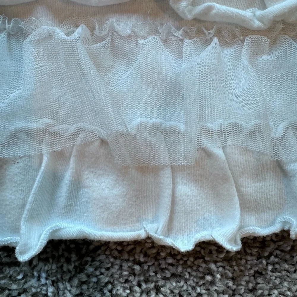 Girls Ruffle Long-Sleeve Shirt tee white casual shirt blouse – Size 3T